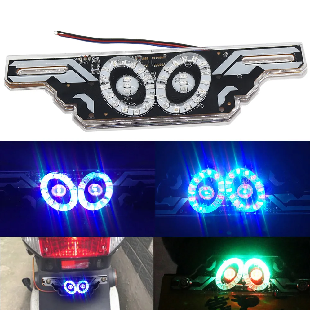 

Motorcycle LED Brake Lights Flashing 12V Waterproof General Motorbike Scooter Moto Decorative License Plate Light Warning Lamp