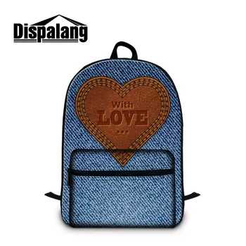 

Dispalang Cotton Denim Pattern Backpacks For Women School Bags For Teenage Girls College Students Casual Daily Laptop Backpack