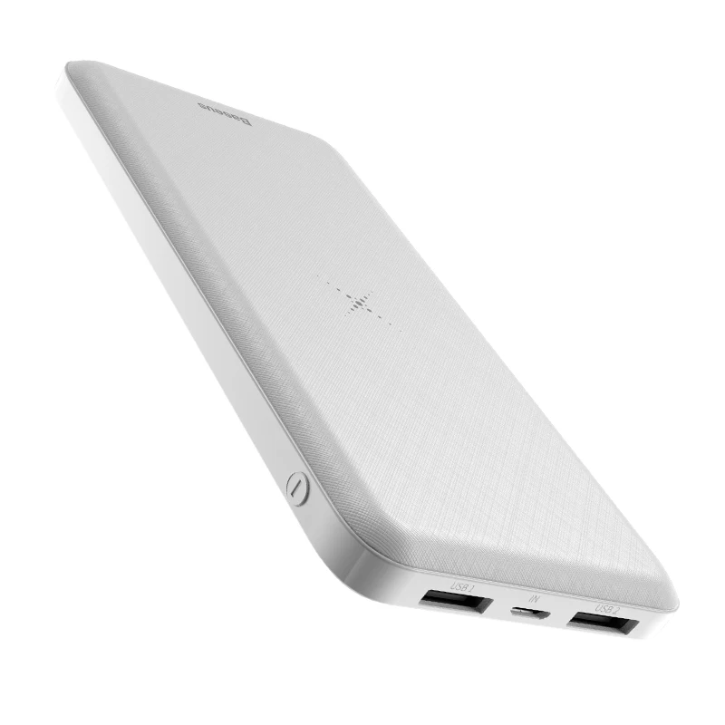 Baseus 10000 мАч, беспроводное зарядное устройство, внешний аккумулятор с двойным USB, внешний аккумулятор, Беспроводная зарядка, повербанк для iPhone, samsung - Цвет: White