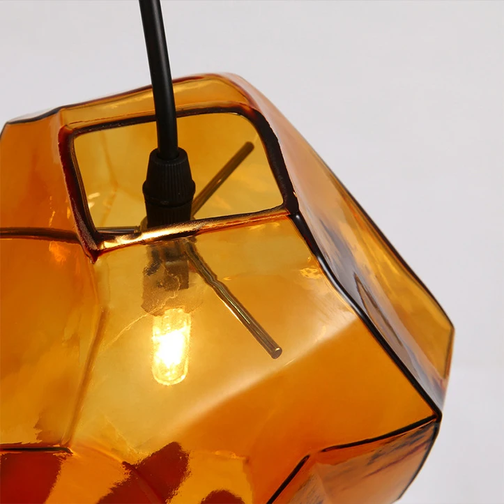 Modern Colorful Hanging Glass Pendant Light Yellow Grey Blue Glass Shade Iceberg Pendant Lamp Fancy Glass Home Lighting Decor For Restaurant   (6)