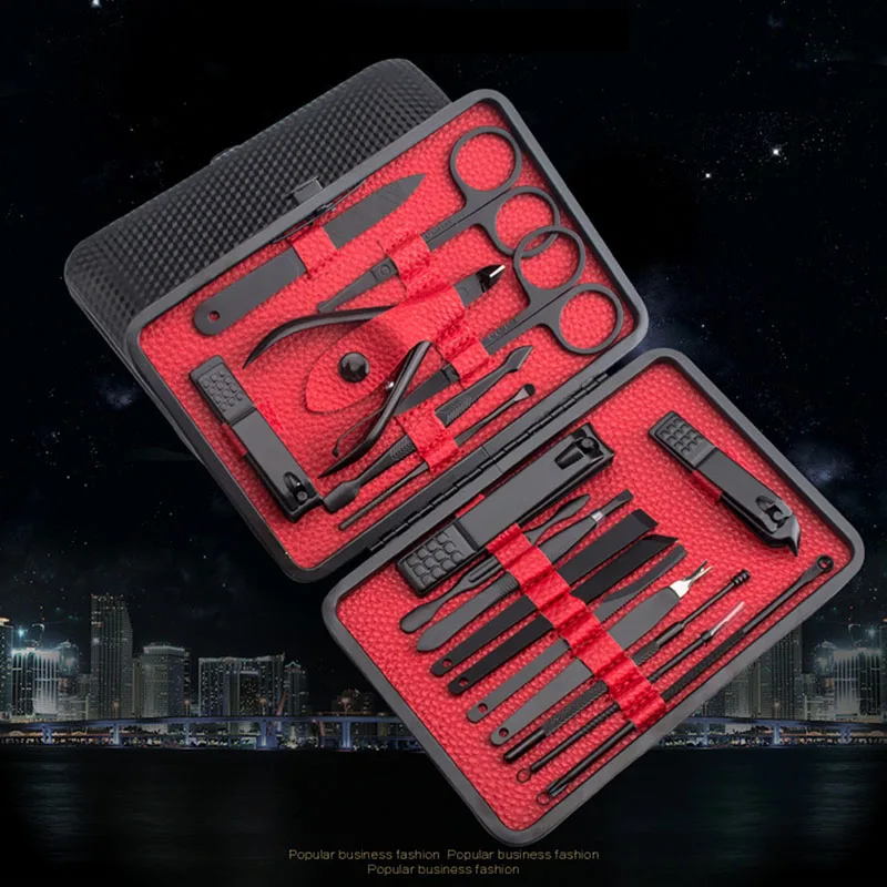 18 шт./компл. маникюрный набор из нержавеющей стали, педикюрный набор, ножницы для ногтей, набор для ухода, Дорожный Чехол 669