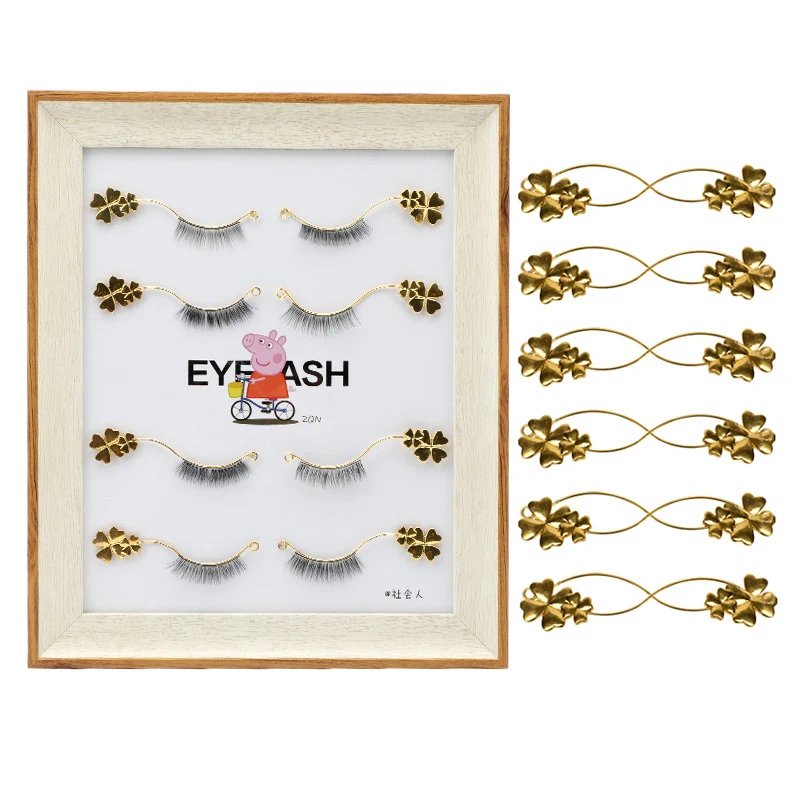 

Wooden Magnetic Showing Shelf Eyelash Extension False Eyelash Display Board With 6 Pairs Eyelashes Gold Test Display Strip