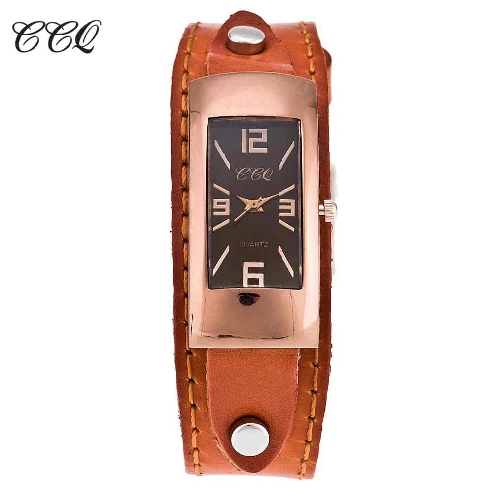 CCQ брендовые винтажные часы-браслет из натуральной кожи модные повседневные женские кварцевые часы наручные часы подарок C06 - Цвет: orange