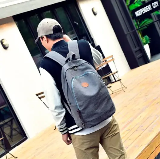

Grey Canvas Men's Backpack Bag Brand High Quality 14.1 Inch Laptop Notebook Mochila For Men Waterproof Bag
