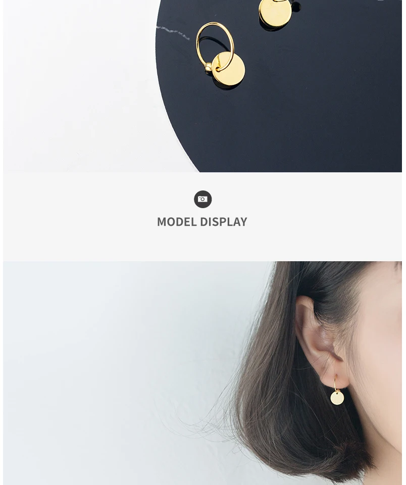 Exquisited 925 Sterling Silver Gold Color Small Hoop Earrings for Women Oval Coin Disc Minimalist Ear Piercing Huggie Earrings (5)