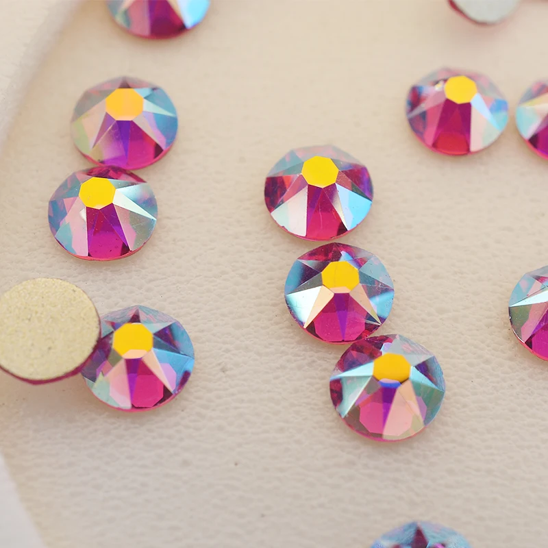 Flat Back Rhinestone 2088 Crystal Strass 16 Cut Face Crystals Fuchsia