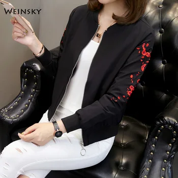 

Women Embroidery Floral Baseball Jackets 2019 New Elegant Coat Fashion Youth Bomber Jackets Casual Baseball Uniform