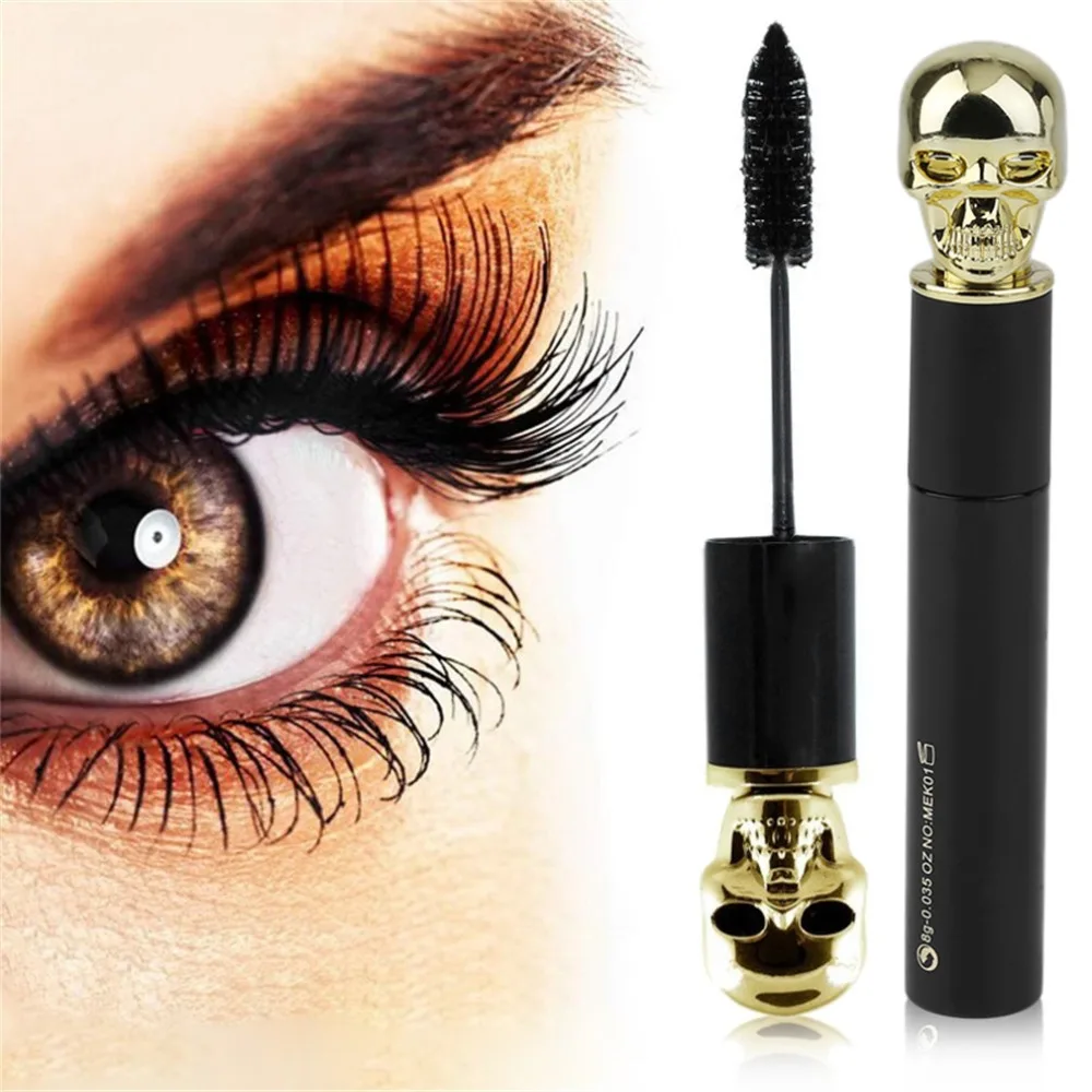 1Pcs Mascara 3D Fiber Waterproof Skull Eye Mascara Makeup Curling Thick