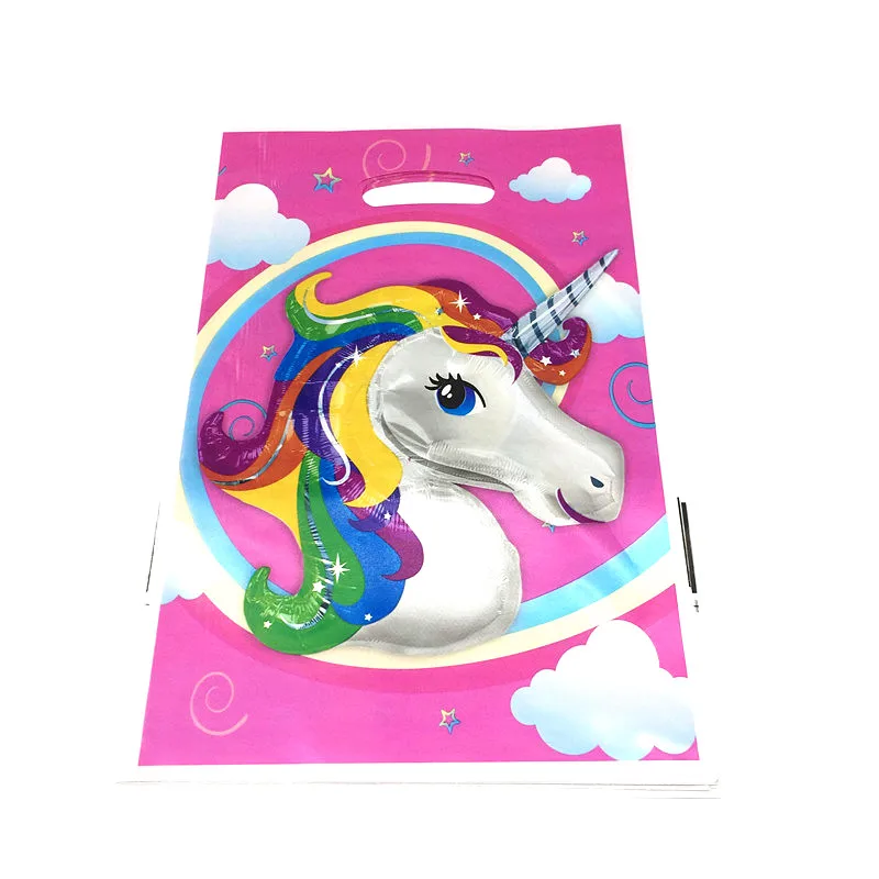 

16.5*25cm Unicorn Theme Plastic Gift Bags For Birthday Disposable Gift Bag Child Boys Girls Party Decorations Kids Suppies 10Pcs