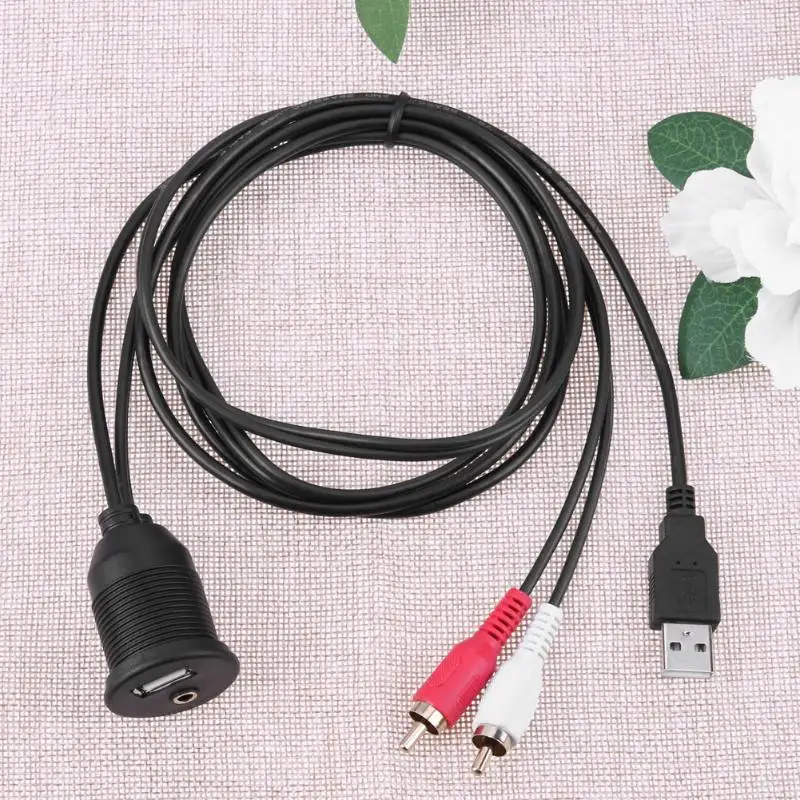 2RCA разъем удлинитель панель кабель 1 м приборной панели автомобиля заподлицо USB AUX водонепроницаемый шнур провод для автомобилей Мотоцикл лодка