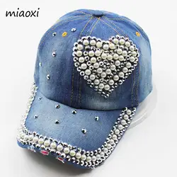 Miaoxi Новая мода an Crown кепки со стразами Для женщин Бейсбол Кепки деним Милая шляпа солнце Лето Snapback Для женщин Шапки подарок