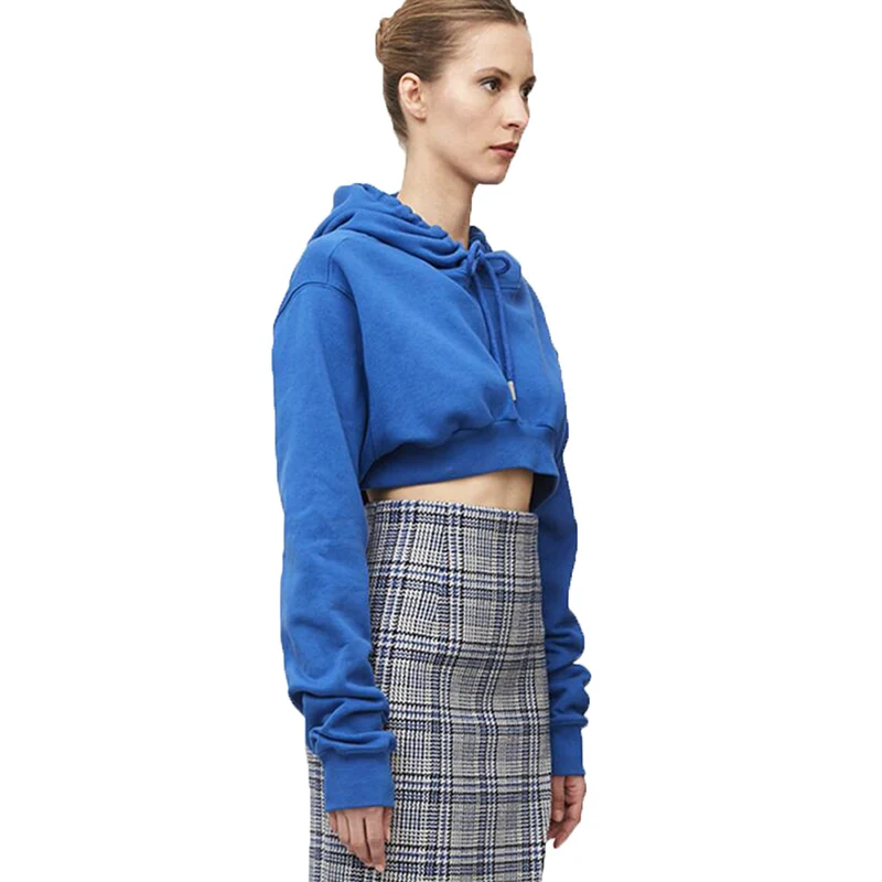 Sweatshirt Cotton sexy belly button Sweatshirt women clothes 2019 Solid color ultra short bat sleeve New arrive fashion brand