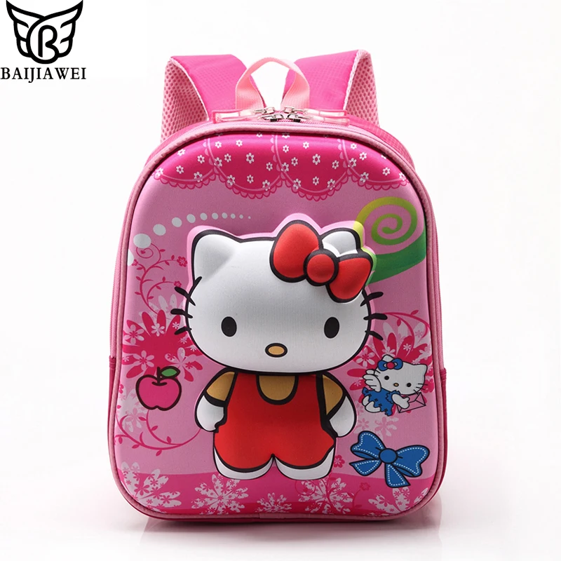 2016 High Quality Rose Red Hello Kitty Backpacks Plush Cartoon Toy Backpack Girl Character School Bag Kids Mochila Infantil Bag