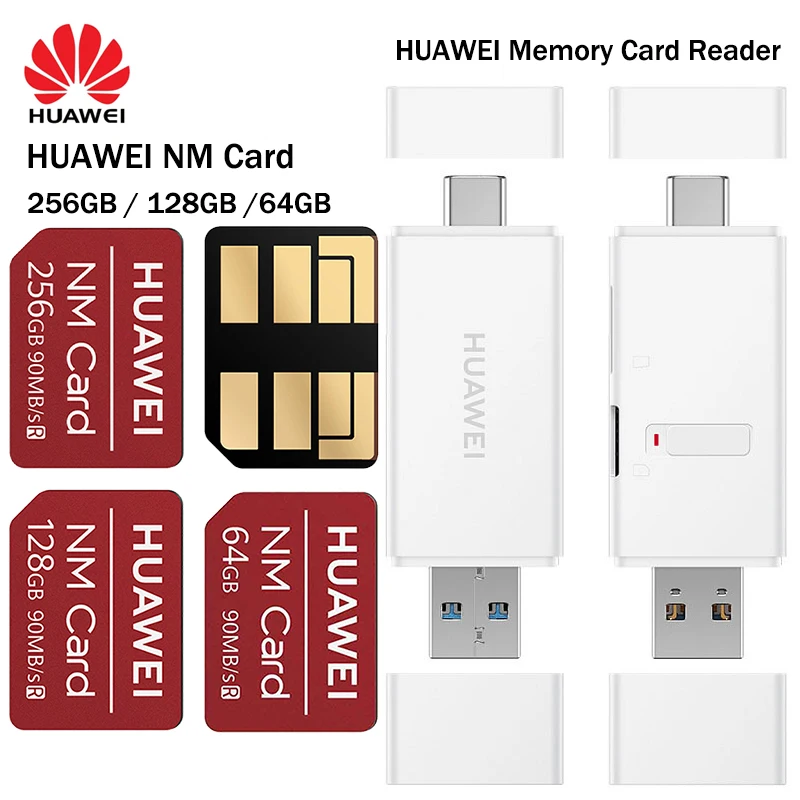 Карта памяти Nano 90 МБ/с./с 64 ГБ/128 ГБ/256 ГБ подходит для Huawei Mate20 Pro X P30 с USB3.1 Gen