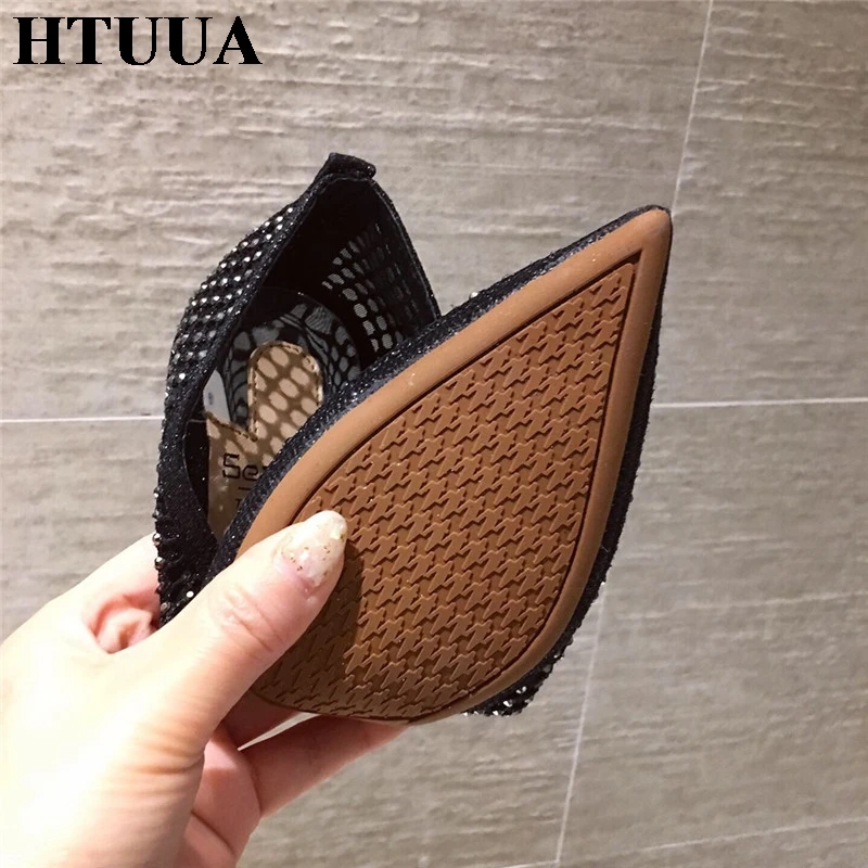 HTUUA/женские туфли на плоской подошве с блестящими стразами коллекция 2019 года