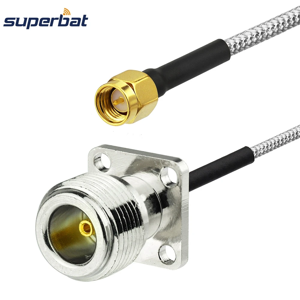 Superbat N Женская панель 4 Отверстия Фланец к SMA штекер RF разъем припоя Wifi