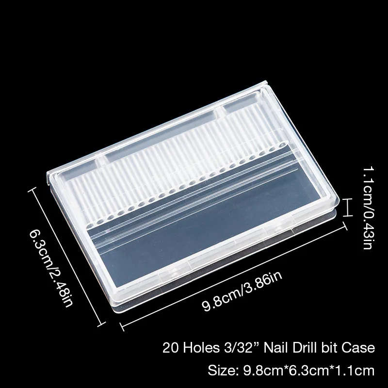 Прозрачный пластиковый ящик для хранения сверл для ногтей, подставка, 20 слотов, 14 слотов, чехол-органайзер, контейнер, профессиональные инструменты для маникюра