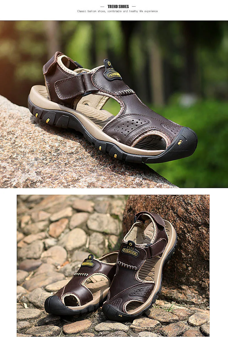 Men Summer Sandals Genuine Leather Casual Shoes Man Roman Style Beach Sandals Brand Men Summer Shoes Big Size 39-46 (17)