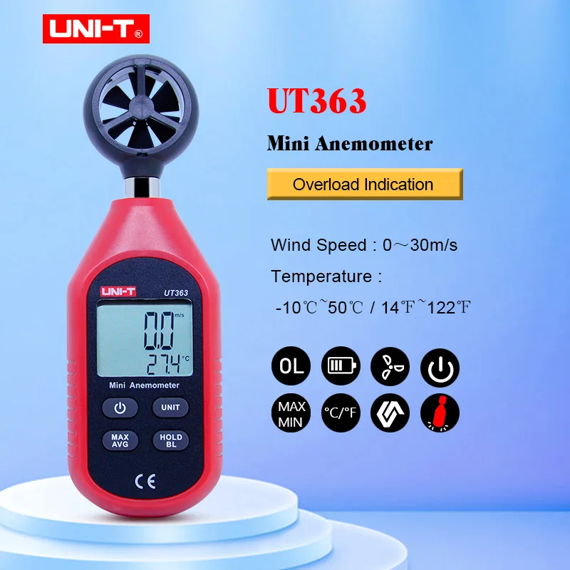 UNI-T UT333 Мини цифровой Термогигрометр ut353 мини звука метр UT363 мини Анемометр UT383 Люксметр мини-светильник метр - Цвет: UT363