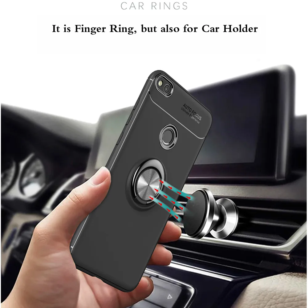 Voppton Soft TPU Case For Huawei P8 lite Case 2018 Car Holder Stand Magnetic Bracket Finger Ring For Huawei  P10 lite Honor V9 (1)