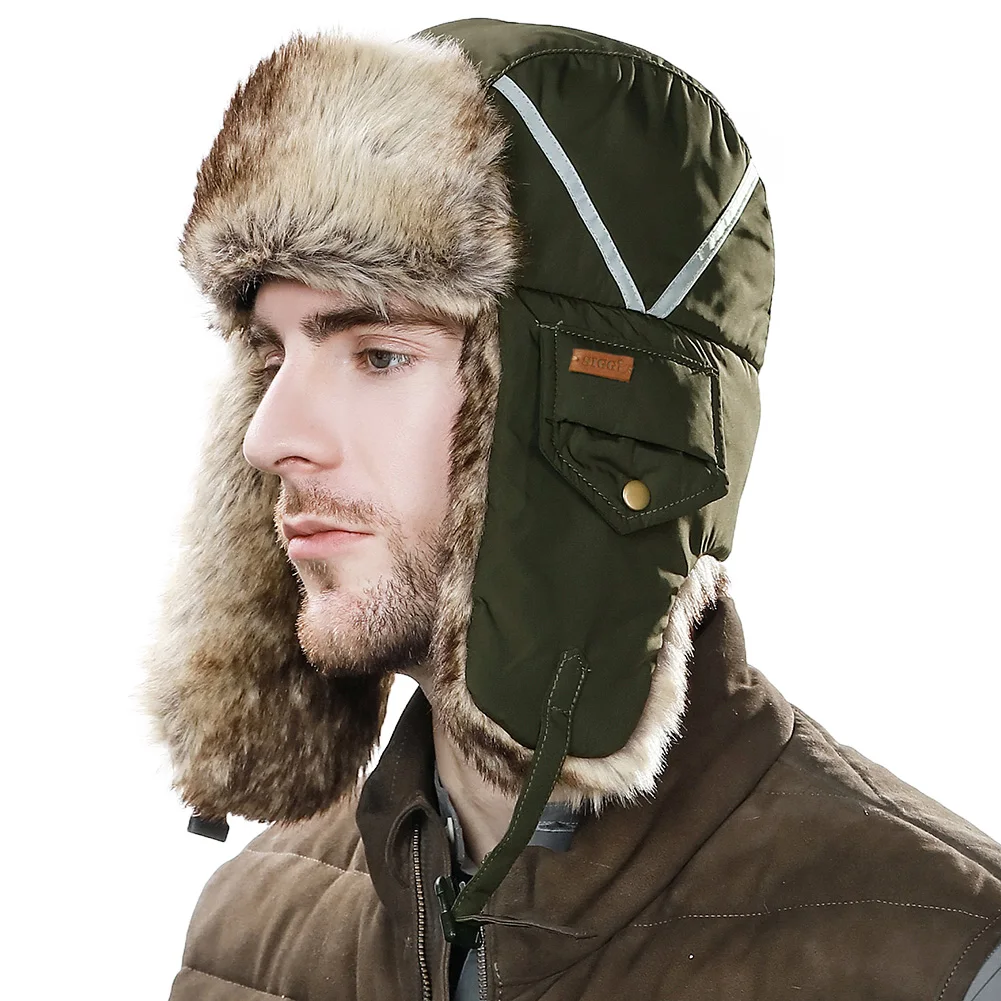 Winter Men Bomber Hats for Women Warm Fur Real&Faux Fur Windproof Mask