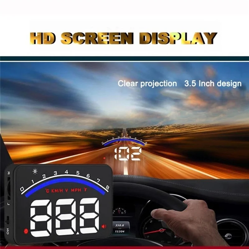 Car M6 HUD Head Up Display OBD2 3.5 Inch Projector Auto Digital Car Driving Data Display Speed Warning Alarm Car Accessories