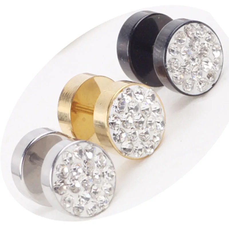 Aliexpress 2pcs Women Men Austrian Crystal Flat Round Fake Aliexpress 2pcs Women Men Austrian Crystal Flat Round Fake Ear Plug Stud Stretcher Tunnel Earring Piercing Stainless Steel Body Jewelry From