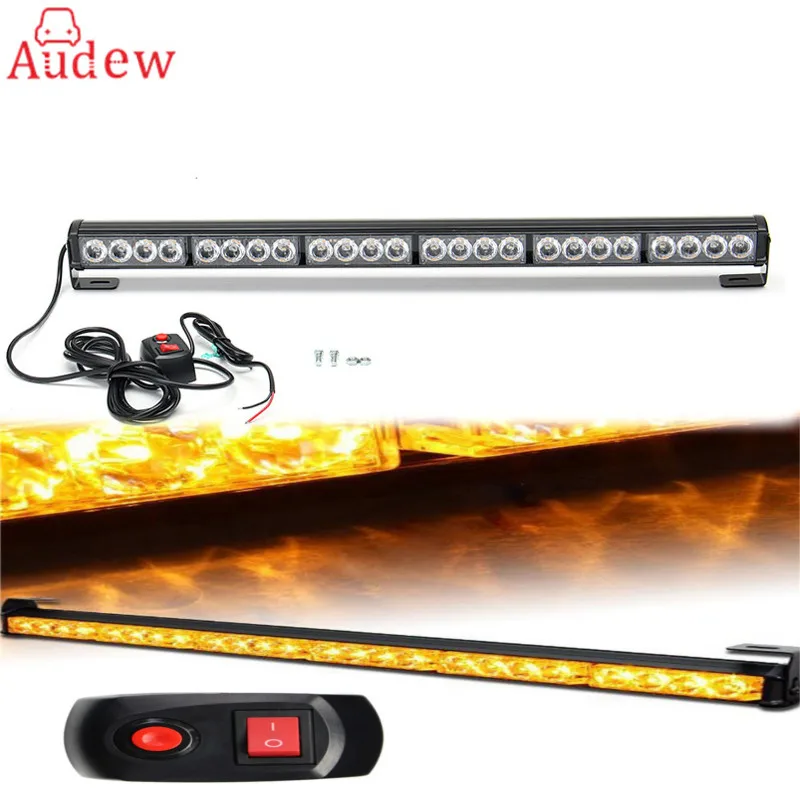 

1Pcs LED Car Day Light 27'' 24 LED Car Emergency Traffic Advisor Flash Strobe Light Bar Warning Amber Yellow