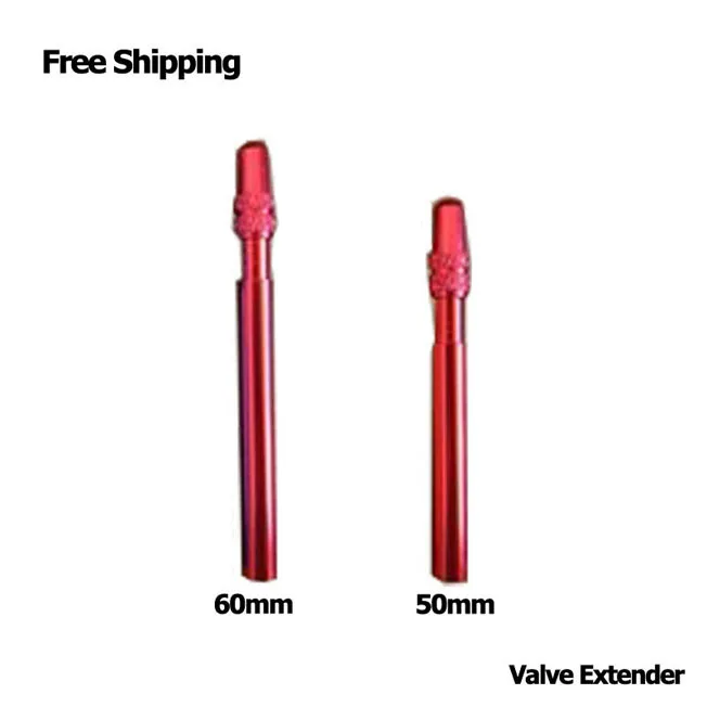 2 pieces Road Bike bicycle valve extenders Red or Black Valve Stem 50mm