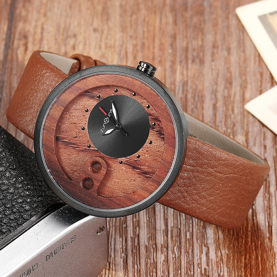 Мужские бамбуковые часы, мужские наручные часы из орехового дерева, мужской Гладкий кожаный ремешок, винтажные деревянные часы, часы reloj de madera