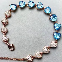 Синий ожерелье из топаза браслет натуральным Голубой топаз 925 серебро 1ct* шт. 8 шт. драгоценные камни ювелирные украшения# BR18122508