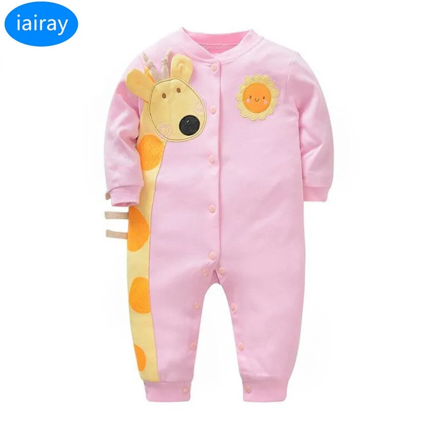 Buy iairay pink cotton baby girl jumpsuit cute giraffe