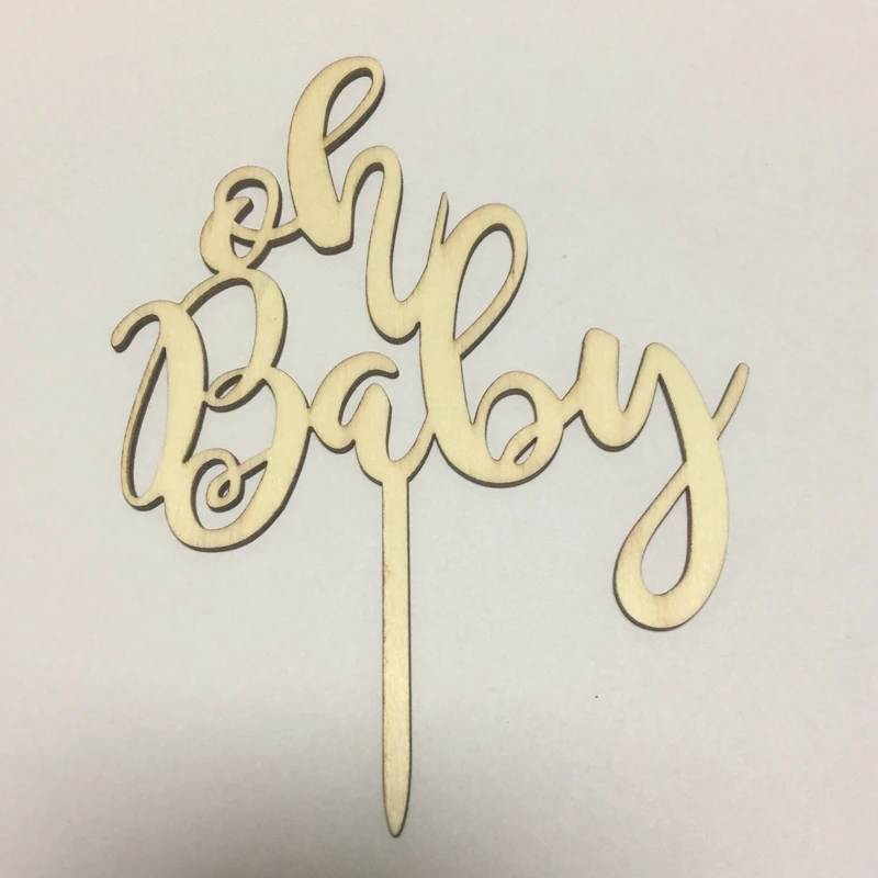 

5pcs oh baby wood letters cake topper baby shower baby cake topper