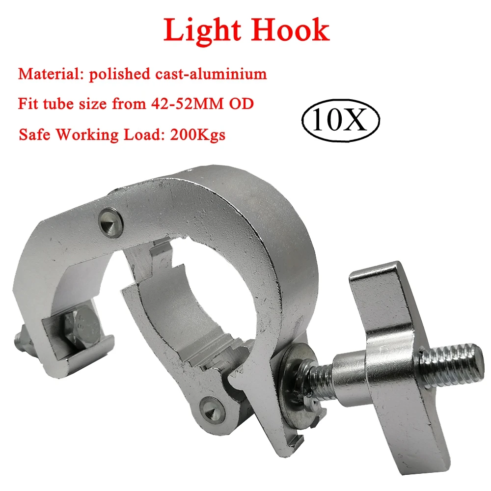 

10Pcs/Lot Aluminium Light Hooks Fit tube size from 42-52MM OD For LED Par Moving Head Light Beam Light DJ Show Accessories