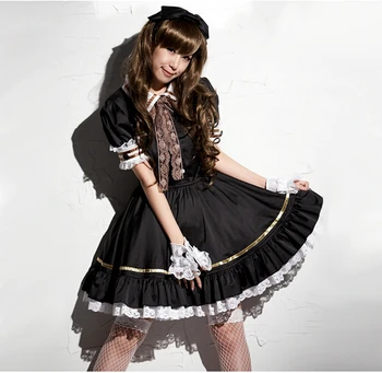 

Shanghai Story Japanese Sweet Maid Dress Cosplay Maid Costume cute Lolita Apron Dress Set Service Maid Costume