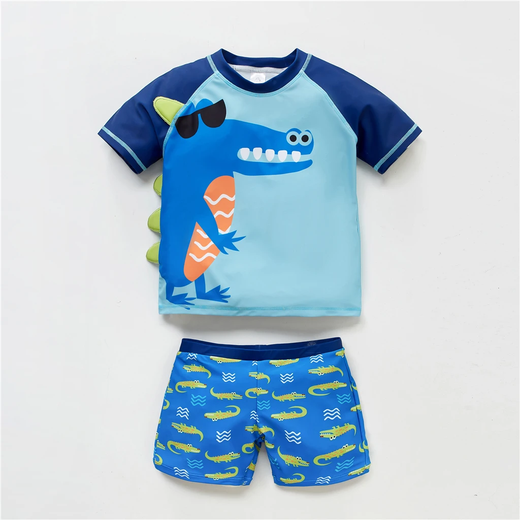 Новинка; модная детская одежда для купания для мальчиков; классный купальный костюм для маленьких мальчиков с принтом животных; пляжная одежда; детский купальный костюм с рисунком рыбы - Цвет: YY9055-4T