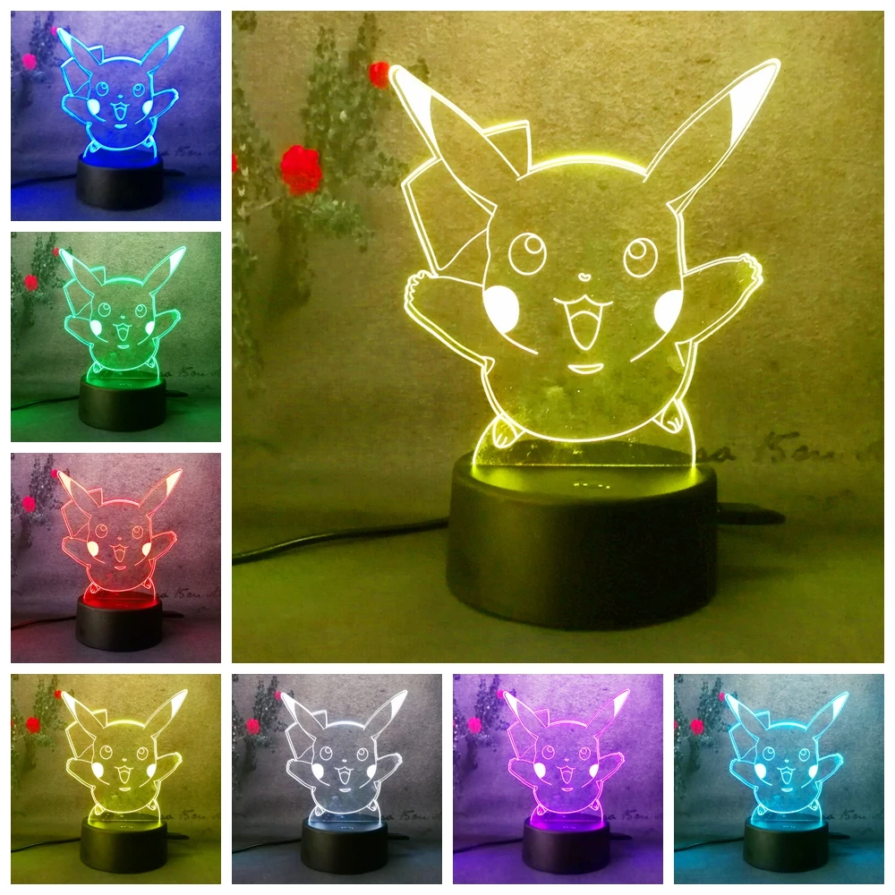 Бесплатная доставка 3D Pokemons Go игра для украшения дома животное Рождество Пикачу LED