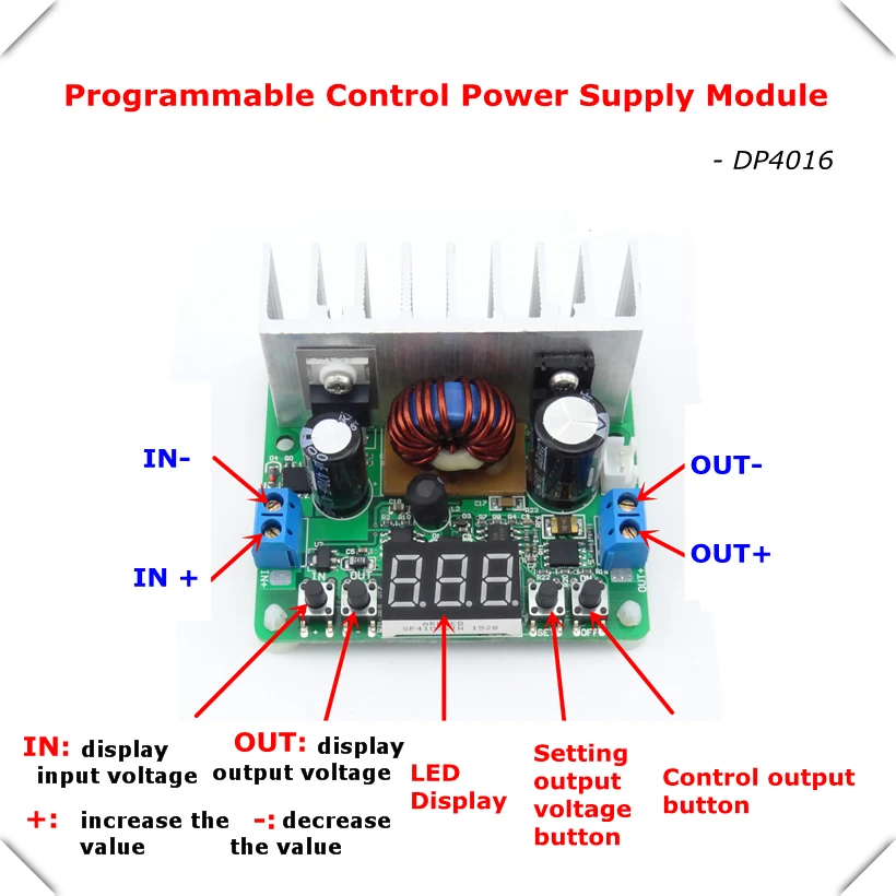 RD DP4016 постоянного Напряжение понижающий программируемый Питание понижающий преобразователь цифровой Напряжение метровый светодиодный дисплей красного 8A