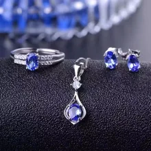 Коламбия натуральный комплект из танзанита кольцо серьги ожерелье модный дизайн качество 925 серебро