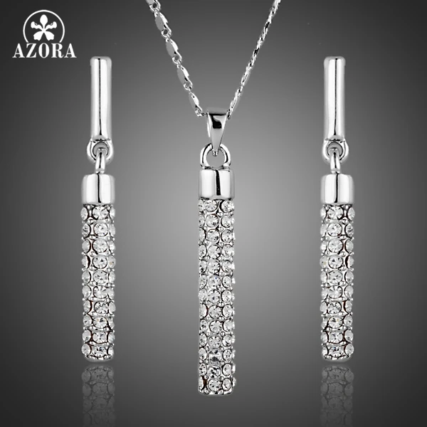 AZORA элегантное Прозрачные Серьги подвески и ожерелье TG0216|jewelry cost|jewelry snipsjewelry sofa |