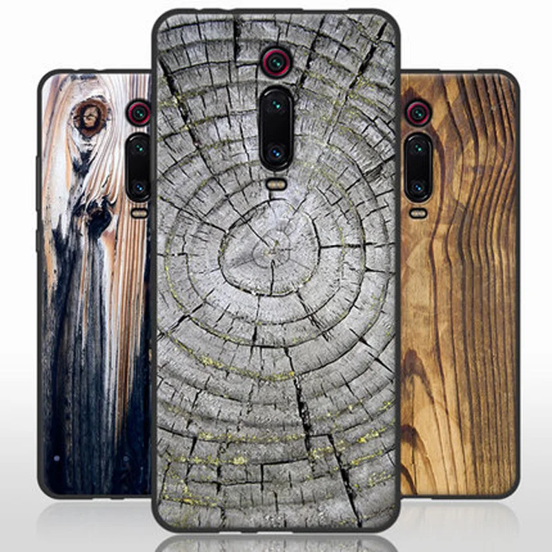 

For xiaomi Mi 9T Pro case Mi9TPro 9TPro soft TPU wood stone style Silicone back cover for xiaomi Mi 9T case Mi9T pro shell