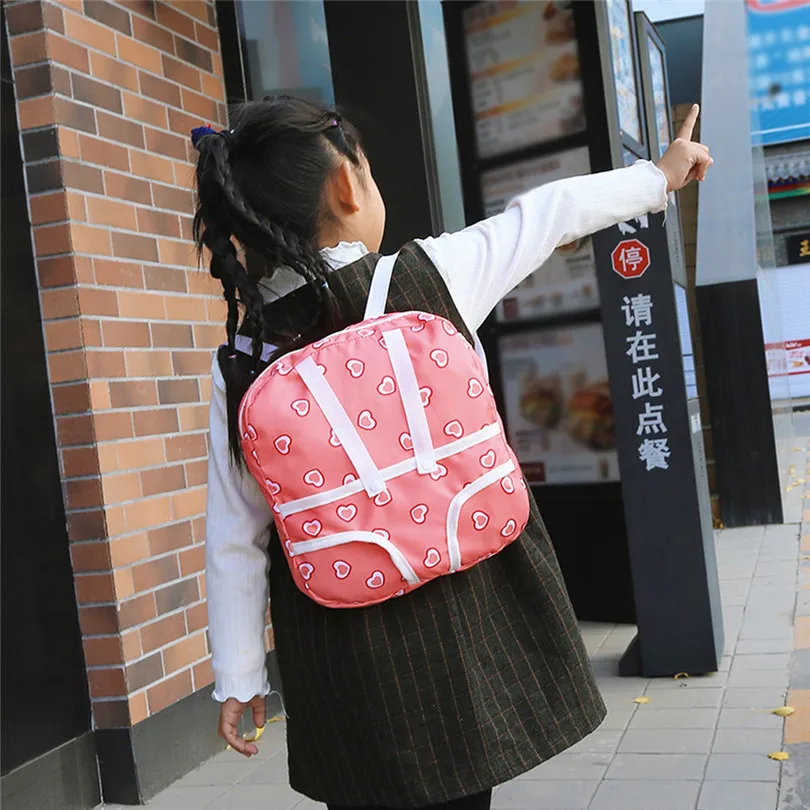 

Children's Backpack Lovely Multifunction Heart Print Shoulder Bag Toy Doll Back pack School Bag Gifts For Boys and Girls A30