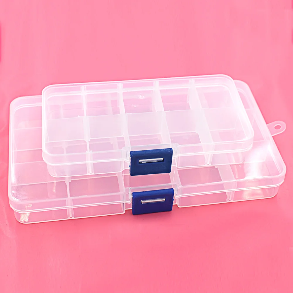 

5pcs/lot . buttons .eyelets storage. Adjustable Plastic 10/15 Compartment Storage Box. Jewelry Earring Bin Case Container. Boxes