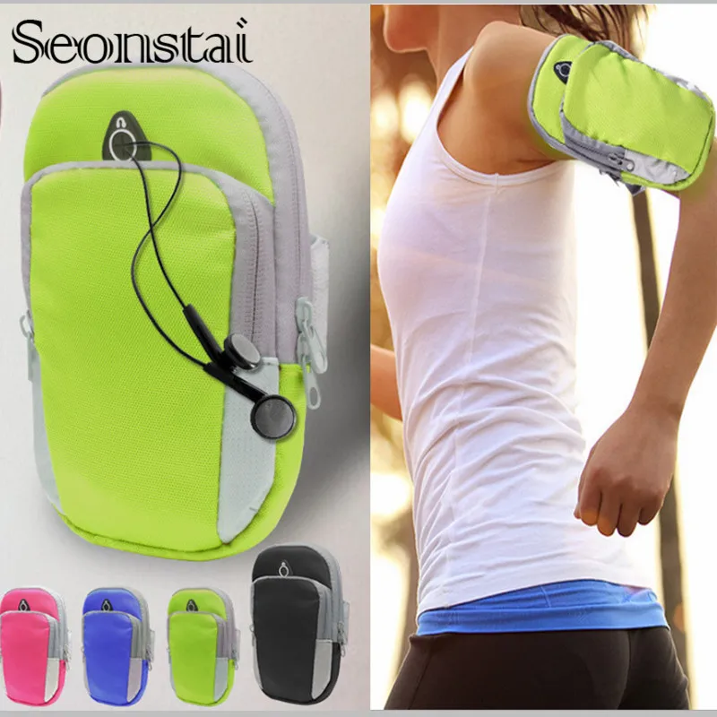 Universal Smartphone Armband Sports Running Zip Bag Case for iPhone Samsung Waterproof Mobile Phone Earphone Keys Arm Bags Pouch