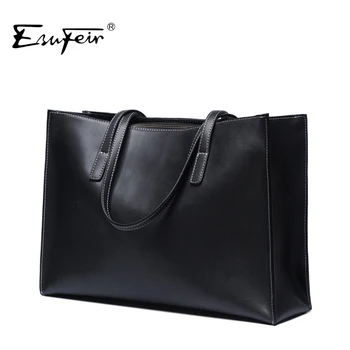 

2018 ESUFEIR Luxury Brand Genuine Leather Women Handbag Cowhide Women Shoulder bag Daily OL Large capacity women bag