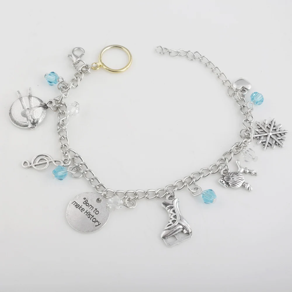 RJ модные Юри на льду браслеты Фигурное катание рожденные, чтобы сделать история снежинки-Подвески Счастливый браслет с кристаллами девушки женщин ювелирные изделия