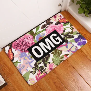 

Plant Letter Print Entry Hallway Flower Leaves Mats Plum Blossom Farmhouse Peony Rug Decor Butterfly Carpets Large Coral Fleece