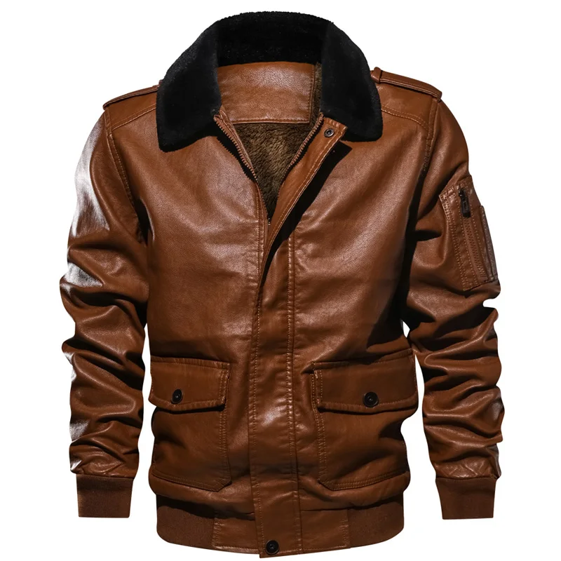 Лидер продаж, зимний повседневный мужской жакет, верхняя одежда, куртка-бомбер, ветровка из искусственной кожи, мотоциклетные кожаные куртки, мужские пальто в стиле ретро с мехом, одежда