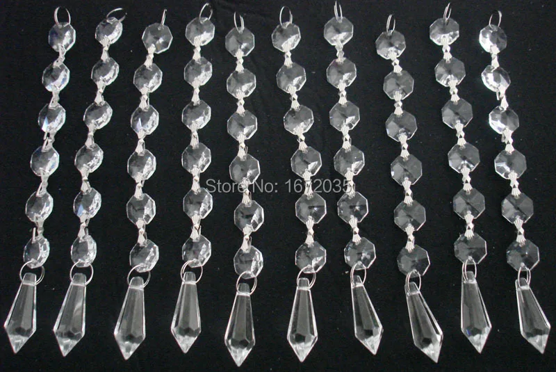 30pcs 38mm Pendant + 14mm Octagon Beads Crystal Chandelier Parts Crystal Clear Lamp Decoration Chandelier Prism Glass Pendants 20pcs 38mm metal pin buckles bag strap webbing adjust hook decoration clasp diy belt tri glider buckle garment accessories