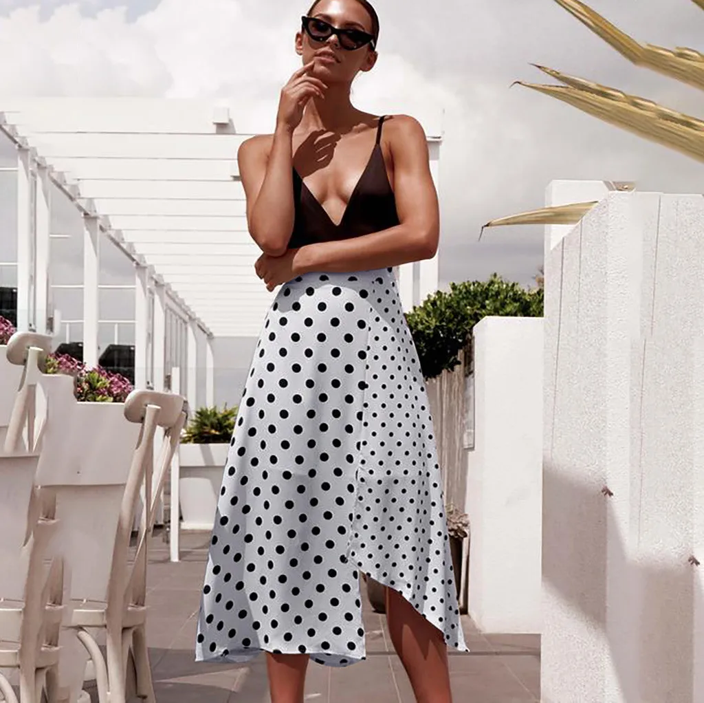 

Fashion Women Irregular Split Hem High Waist Skirts Loose Beach Coat Maxi Skirt Vintage Elegant British Style Skirts 2019 M5